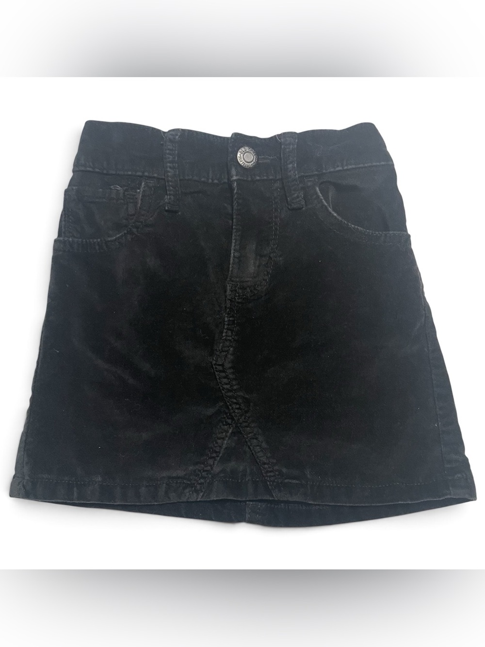 Girls Old Navy Black Corduroy Mini-Skirt with Adjustable Waist & Pockets XS (5)